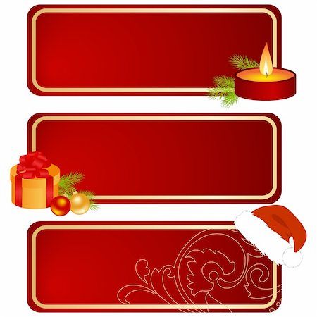 Set of celebratory tablets, christmas and new year decorations. Vector illustration, isolated on a white. Stock Photo - Budget Royalty-Free & Subscription, Code: 400-04776602
