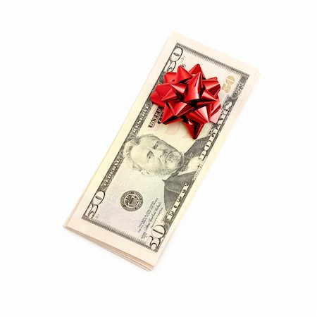 simsearch:400-05333156,k - 50 Dollar with holidays bow isolated on white Photographie de stock - Aubaine LD & Abonnement, Code: 400-04777066