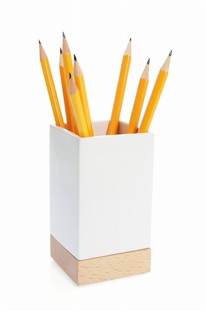 simsearch:400-04777216,k - Pencils in Holder on White Background Photographie de stock - Aubaine LD & Abonnement, Code: 400-04777213