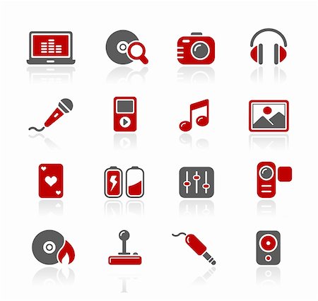 simsearch:400-06356037,k - Set of decorative red icons isolated on white background for your web site or presentations. Vector file in EPS 8 file format. Foto de stock - Super Valor sin royalties y Suscripción, Código: 400-04777245