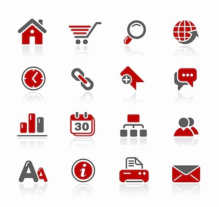 Set of decorative red icons isolated on white background for your web site or presentations. Vector file in EPS 8 file format. Stock Photo - Budget Royalty-Free & Subscription, Code: 400-04777255