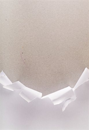 paper torn curl - Torn wrapping paper revealing gray cardboard layer Photographie de stock - Aubaine LD & Abonnement, Code: 400-04777410