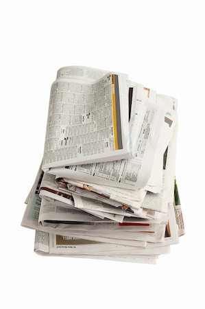 Stack of Newspapers on White Background Stock Photo - Budget Royalty-Free & Subscription, Code: 400-04777519