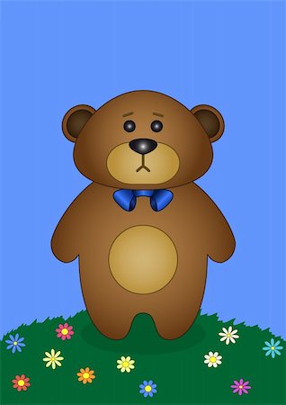 simsearch:400-04787541,k - Teddy bear a vector tilde on a flower summer meadow Stockbilder - Microstock & Abonnement, Bildnummer: 400-04777554