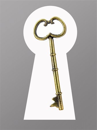 skeleton key doors - A vintage brass key isolated against a white background Stock Photo - Budget Royalty-Free & Subscription, Code: 400-04777567