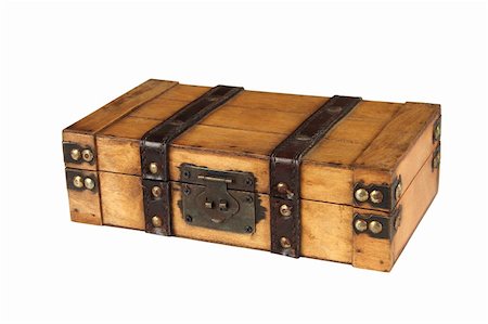 An old wooden box with leather straps holding a treasure, jewelry or cigars Stock Photo - Budget Royalty-Free & Subscription, Code: 400-04777662