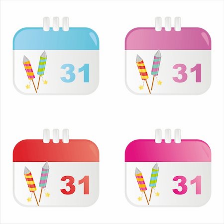 simsearch:400-05725983,k - set of 4 new year calendar icons Foto de stock - Royalty-Free Super Valor e Assinatura, Número: 400-04777701