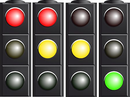 simsearch:700-08743685,k - Traffic light. Variants. Vector illustration. Isolated on white background. Stock Photo - Budget Royalty-Free & Subscription, Code: 400-04777849