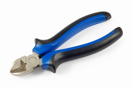 simsearch:400-07977982,k - Diagonal pliers (side cutter) with black and blue handle. Isolated on white background with clipping path. Foto de stock - Royalty-Free Super Valor e Assinatura, Número: 400-04778017