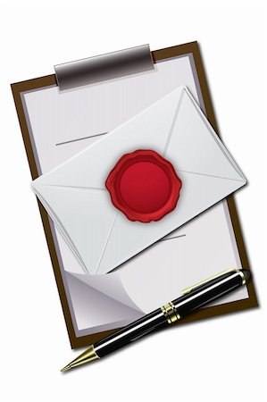 simsearch:400-05905833,k - illustration of letter and letter pad with seal on white background Foto de stock - Super Valor sin royalties y Suscripción, Código: 400-04778019