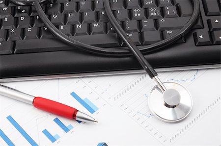 simsearch:400-07976201,k - stethoscope computer keyboard and medical research data Stock Photo - Budget Royalty-Free & Subscription, Code: 400-04778422