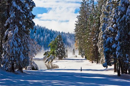 a horizontal image of a golf fairway covered in snow. Stock Photo - Budget Royalty-Free & Subscription, Code: 400-04778569