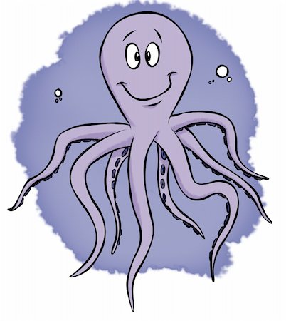 simsearch:400-04423576,k - A cute cartoon purple octopus floating in the sea. Stock Photo - Budget Royalty-Free & Subscription, Code: 400-04778689