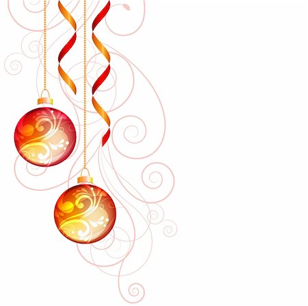 Two hanging balls and floral swirl ornament Stock Photo - Budget Royalty-Free & Subscription, Code: 400-04778694