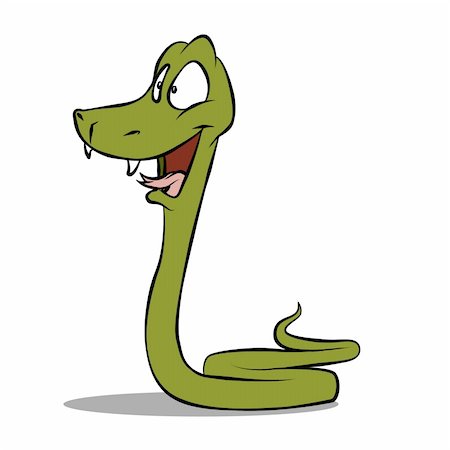 A cute cartoon snake happily slithering along. Stock Photo - Budget Royalty-Free & Subscription, Code: 400-04778702