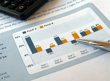 Pen on the investment chart with calculator Foto de stock - Super Valor sin royalties y Suscripción, Código: 400-04778740