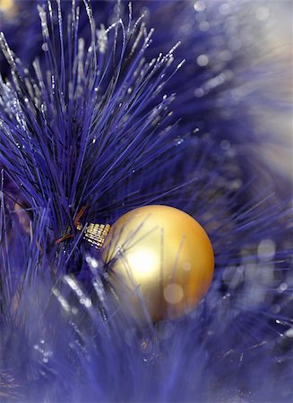 flowing garments - christmas ball on blue color christmas tree Stock Photo - Budget Royalty-Free & Subscription, Code: 400-04778924