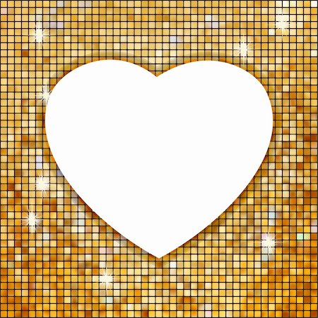 retro valentines frame - Gold frame in the shape of heart. EPS 8 vector file included Stock Photo - Budget Royalty-Free & Subscription, Code: 400-04778970