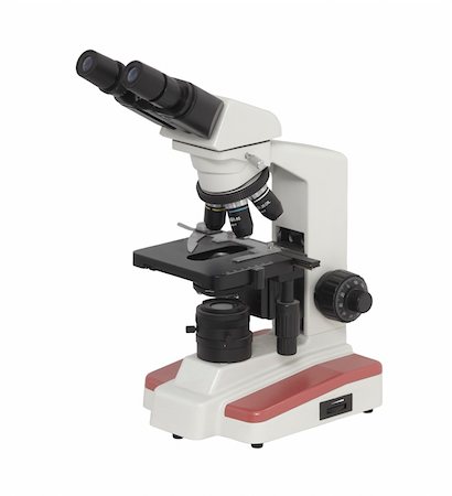 close up of microscope on white background with clipping path Stock Photo - Budget Royalty-Free & Subscription, Code: 400-04779025