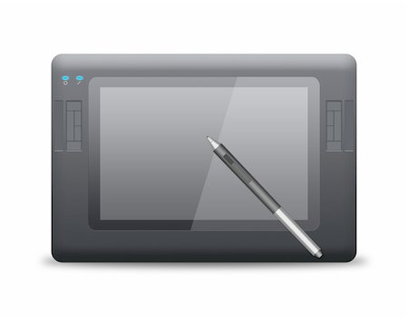 Illustration of a stylish tablet with the transparent screen and a stylus Stock Photo - Budget Royalty-Free & Subscription, Code: 400-04779538