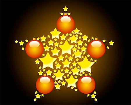 Illustration of a Christmas star from small stars and fur-tree spheres Stock Photo - Budget Royalty-Free & Subscription, Code: 400-04779539
