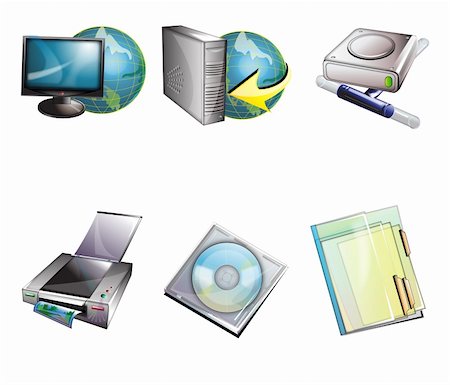 simsearch:400-08496897,k - Collection of computer icons isolated on white background Foto de stock - Super Valor sin royalties y Suscripción, Código: 400-04779609