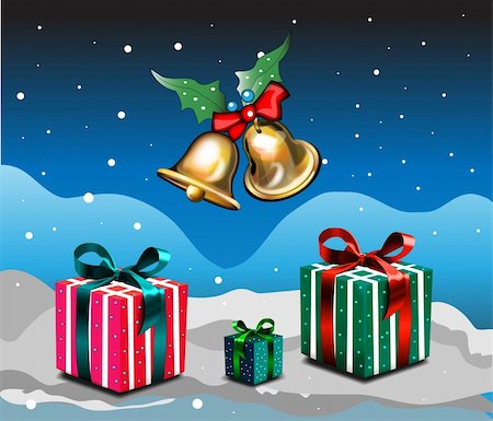 simsearch:400-04717437,k - Illustration of christmas bells and gifts Fotografie stock - Microstock e Abbonamento, Codice: 400-04779611