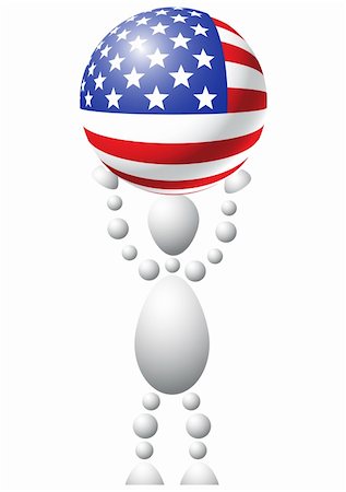 simsearch:400-04620875,k - Man with ball as US flag. Abstract 3d-human series from balls. Variant of white isolated on white background. A fully editable vector illustration for your design. Stock Photo - Budget Royalty-Free & Subscription, Code: 400-04779899