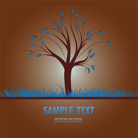 simsearch:400-08096452,k - Card design with stylized tree and grass. Vector illustration. Stock Photo - Budget Royalty-Free & Subscription, Code: 400-04770008