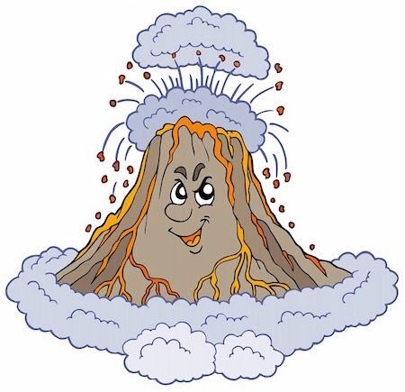 smoking and angry - Angry cartoon volcano - vector illustration. Foto de stock - Super Valor sin royalties y Suscripción, Código: 400-04770177