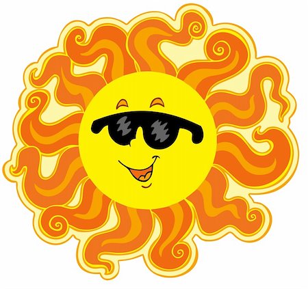 sun protection cartoon - Curly cartoon Sun - vector illustration. Stock Photo - Budget Royalty-Free & Subscription, Code: 400-04770182