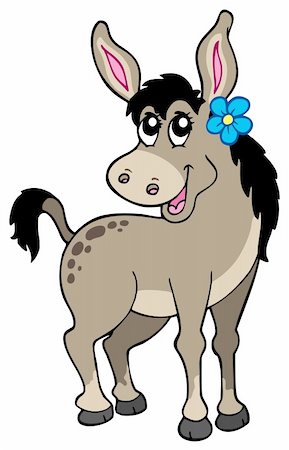 simsearch:400-04628759,k - Cute donkey with flower - vector illustration. Foto de stock - Super Valor sin royalties y Suscripción, Código: 400-04770183