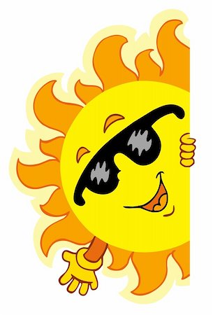 simsearch:400-04419402,k - Waving cartoon Sun - vector illustration. Photographie de stock - Aubaine LD & Abonnement, Code: 400-04770202