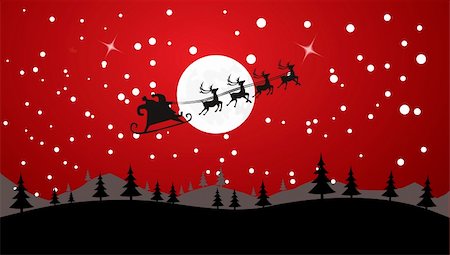 santa claus sleigh flying - Silhouette Illustration of Flying Santa and Christmas Reindeer Stock Photo - Budget Royalty-Free & Subscription, Code: 400-04770210