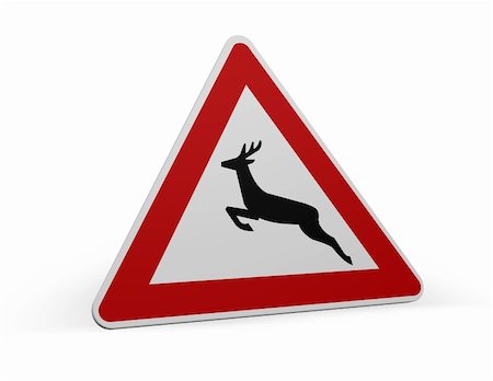 roadsign deer crossing - 3d illustration Stock Photo - Budget Royalty-Free & Subscription, Code: 400-04770269
