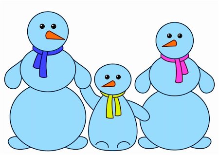 simsearch:400-05297876,k - Snowballs family: baby, mother, father, christmas pictogram Foto de stock - Royalty-Free Super Valor e Assinatura, Número: 400-04770299