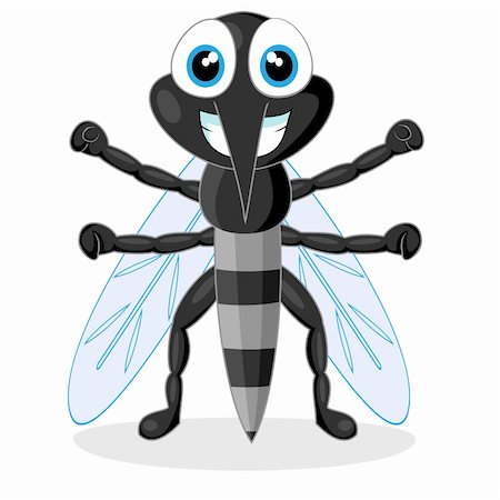 vector illustration of a cute mosquito with blank sign. No gradient. Stock Photo - Budget Royalty-Free & Subscription, Code: 400-04770314