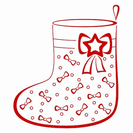 Christmas stocking for gifts decorated, monochrome pictogram, isolated Stock Photo - Budget Royalty-Free & Subscription, Code: 400-04770310