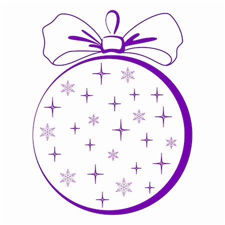 simsearch:400-07105067,k - Christmas decoration: glass ball with bow, decorated with stars and snowflakes, pictogram Stock Photo - Budget Royalty-Free & Subscription, Code: 400-04770321