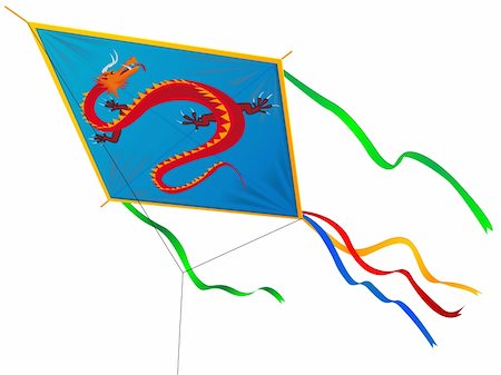 dragon toy - Kite with the Chinese dragon and tapes in a vector Stock Photo - Budget Royalty-Free & Subscription, Code: 400-04770382