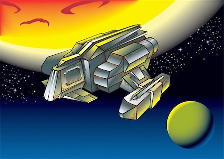 fire tail illustration - Spaceship between two planets, vector illustration Stock Photo - Budget Royalty-Free & Subscription, Code: 400-04770573