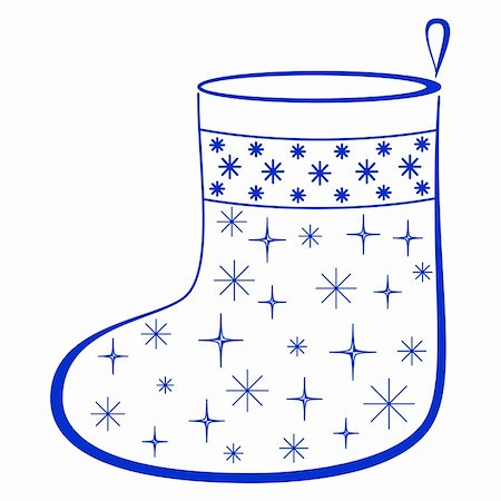 Christmas stocking for gifts decorated, monochrome openwork pictogram, isolated Stock Photo - Budget Royalty-Free & Subscription, Code: 400-04770630