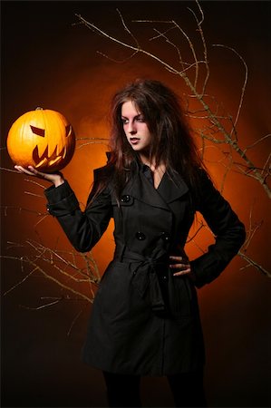 simsearch:400-06084547,k - a beautiful woman with a pumpkin in the hands Stock Photo - Budget Royalty-Free & Subscription, Code: 400-04770663