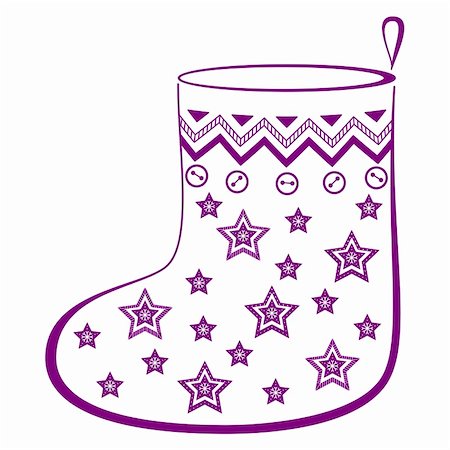 simsearch:400-04752168,k - Christmas stocking for gifts decorated stars, monochrome pictogram Stock Photo - Budget Royalty-Free & Subscription, Code: 400-04770758