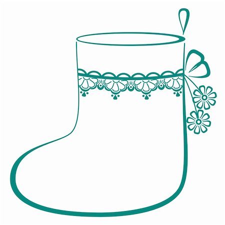 simsearch:400-04752168,k - Christmas stocking for gifts decorated, monochrome openwork pictogram Stock Photo - Budget Royalty-Free & Subscription, Code: 400-04770833