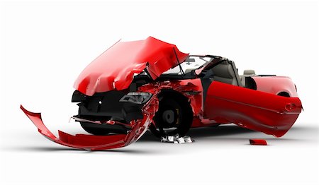 Accident of a red car isolated on a white background Stock Photo - Budget Royalty-Free & Subscription, Code: 400-04770915