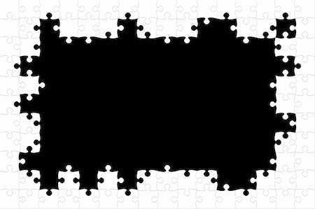 puzzle piece black background - A white puzzle frame with a black background Foto de stock - Super Valor sin royalties y Suscripción, Código: 400-04770918