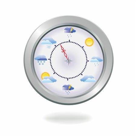 simsearch:400-08676685,k - Vector illustration of a clock with weather icons Stock Photo - Budget Royalty-Free & Subscription, Code: 400-04771191