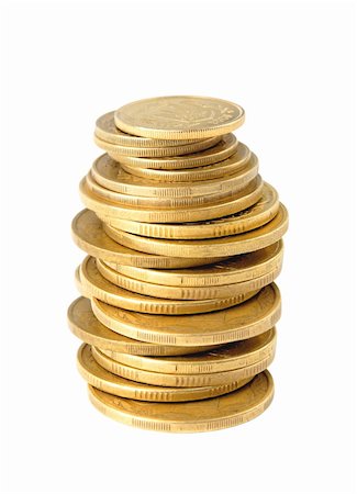 simsearch:400-04739674,k - Many coins in column isolated on white background Photographie de stock - Aubaine LD & Abonnement, Code: 400-04771210