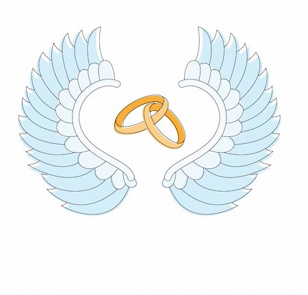 simsearch:400-04606804,k - Vector picture of wedding rings  angel wings Fotografie stock - Microstock e Abbonamento, Codice: 400-04771280